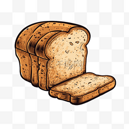 手绘插画风免抠元素切片面包