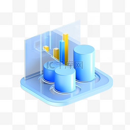 数据玻璃图片_3D图标蓝色玻璃互联网科技免抠元