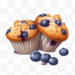 蓝莓糕点图片_卡通手绘甜品甜点蓝莓马芬糕点