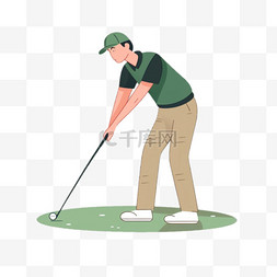 高尔夫图片_卡通扁平风格高尔夫运动