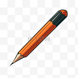 卡通风格橙色铅笔免扣