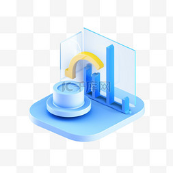 玻璃数据图片_3D图标蓝色玻璃互联网科技免抠元