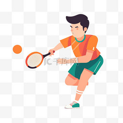 手绘插画风免抠元素网球男子