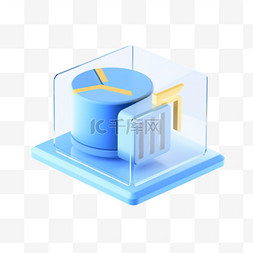 元素科技图标图片_3D图标蓝色玻璃互联网科技免抠元