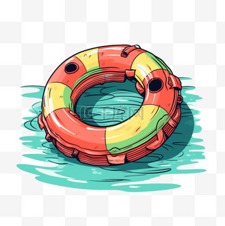 手绘插画风免抠元素救生圈