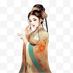 插画美女手绘图片_古代古风古装美女