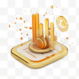 金色立体金币图片_3D图标金融商务金色立体免抠元素