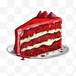 草莓蛋糕手绘图片_卡通手绘甜品糕点草莓蛋糕