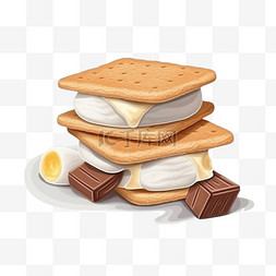 夹心饼干手绘图片_卡通手绘甜品甜点面包