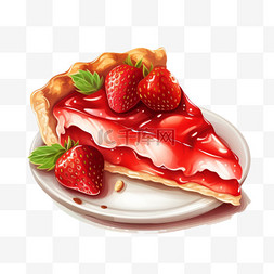 卡通草莓插画图片_卡通手绘甜品甜点草莓糕点