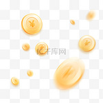 黄色几何立体金币金融理财元素淘宝金色3d透明