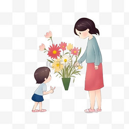 母亲节送温暖图片_卡通动漫漫画鲜花母亲妇女节