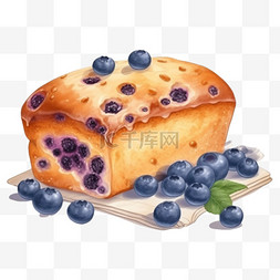 卡通手绘甜品甜点蓝莓糕点