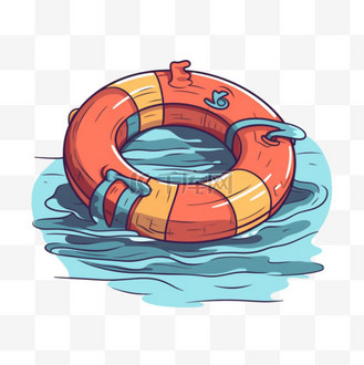 救生圈标志卡通孤立矢量图标双色条纹充气环节省设备单一简单元素俯视
