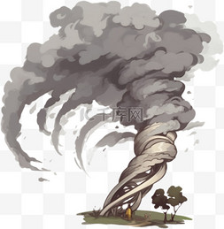 卡通台风图片_扁平风格手绘龙卷风台风自然灾害
