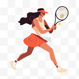 卡通手绘体育运动网球竞技运动员