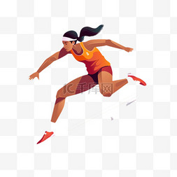数字艺术拼贴图片_卡通手绘体育运动狙跳远技运动员