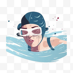 卡通手绘体育运动游泳竞技运动员