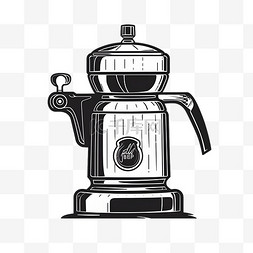 咖啡水壶图片_扁平风格复古咖啡机图标