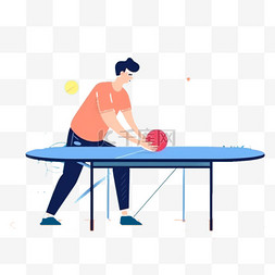 卡通手绘体育运动乒乓球竞技