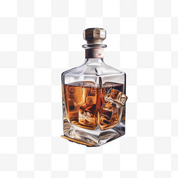 威士忌瓶盖图片_卡通手绘威士忌酒水