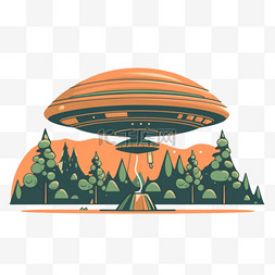 飞碟ufo图片_手绘插画风免抠元素飞碟UFO