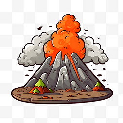 火山线稿图片_卡通风格势不可挡火山免扣