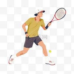 手绘运动员插画图片_卡通手绘体育运动网球竞技运动员