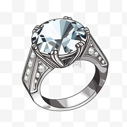 插画风格个性钻石戒指