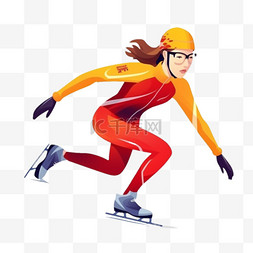 手绘滑冰比赛图片_卡通手绘体育运动滑冰竞技运动员
