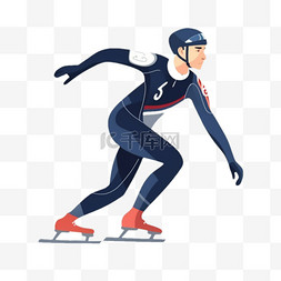滑冰摔倒图片_卡通手绘体育运动滑冰竞技