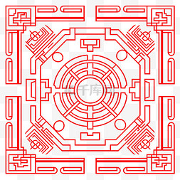 方正吕建德图片_国潮红色方正剪纸图案