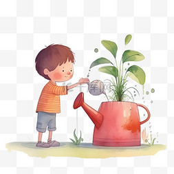 浇水的小松鼠图片_卡通动漫漫画植物浇花浇水