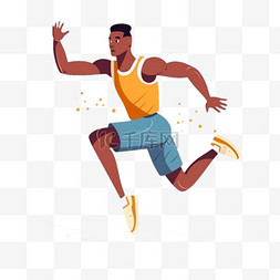卡通手绘体育运动竞技跳远运动员