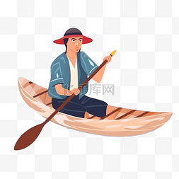划船插画图片_卡通手绘体育运动划船技运动员
