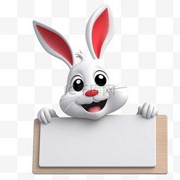 卡通手绘小兔子举画板