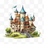 卡通手绘儿童玩具城堡