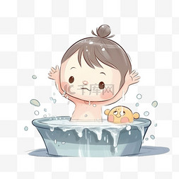 洗澡漫画图片_卡通动漫漫画脸盆洗澡女孩