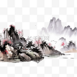 古风水墨插画图片_中国古风水墨山水