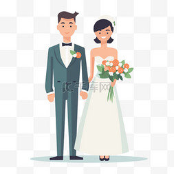 卡通手绘结婚新郎新娘