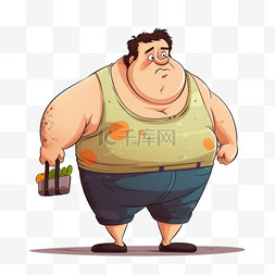 卡通手绘减肥肥胖人物