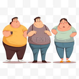 肥胖与苗条图片_卡通手绘减肥肥胖人物