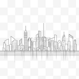 城市素材线条图片_卡通手绘线条城市