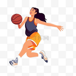 手绘运动员插画图片_卡通手绘体育运动篮球竞技
