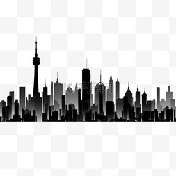 黑色城市都市建筑剪影