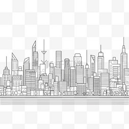 都市手绘图片_卡通手绘线条城市都市建筑