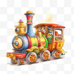 卡通手绘儿童玩具小火车