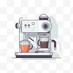 咖啡手绘图片_卡通手绘厨房厨具咖啡机