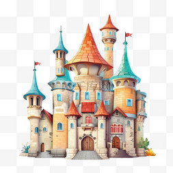 免抠魔幻城堡图片_卡通手绘儿童玩具城堡
