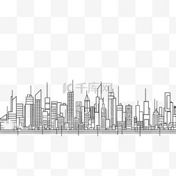 城市素材线条图片_卡通手绘线条城市都市建筑